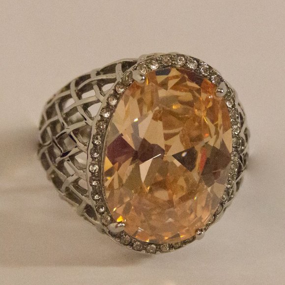 Stainless Steel Quartz and Crystal Ring - Picture 2 of 7